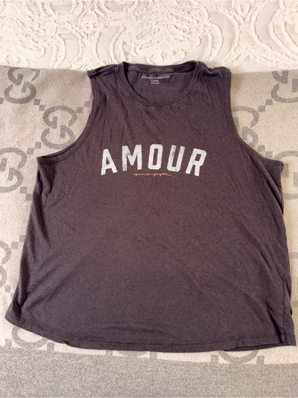 Spiritual Gangster Amour Graphic Muscle Tank - Black